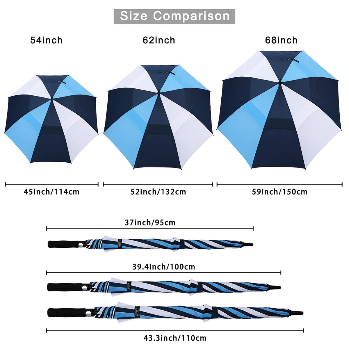 G4Free G4Free Automatic Open Golf Umbrella Double Canopy Vented Stick Umbrellas 