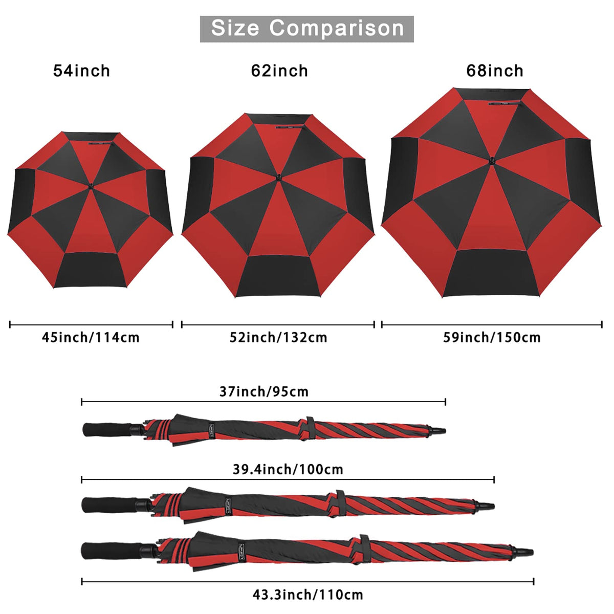 G4Free G4Free Automatic Open Golf Umbrella Double Canopy Vented Stick Umbrellas 