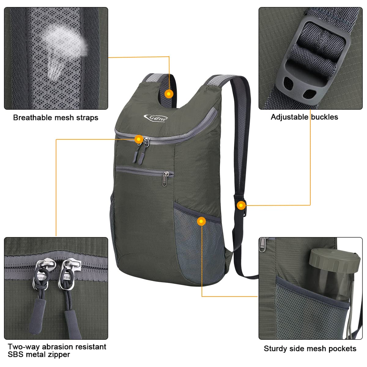 G4Free G4Free 11L Lightweight Hiking Backpack for Men And Women 