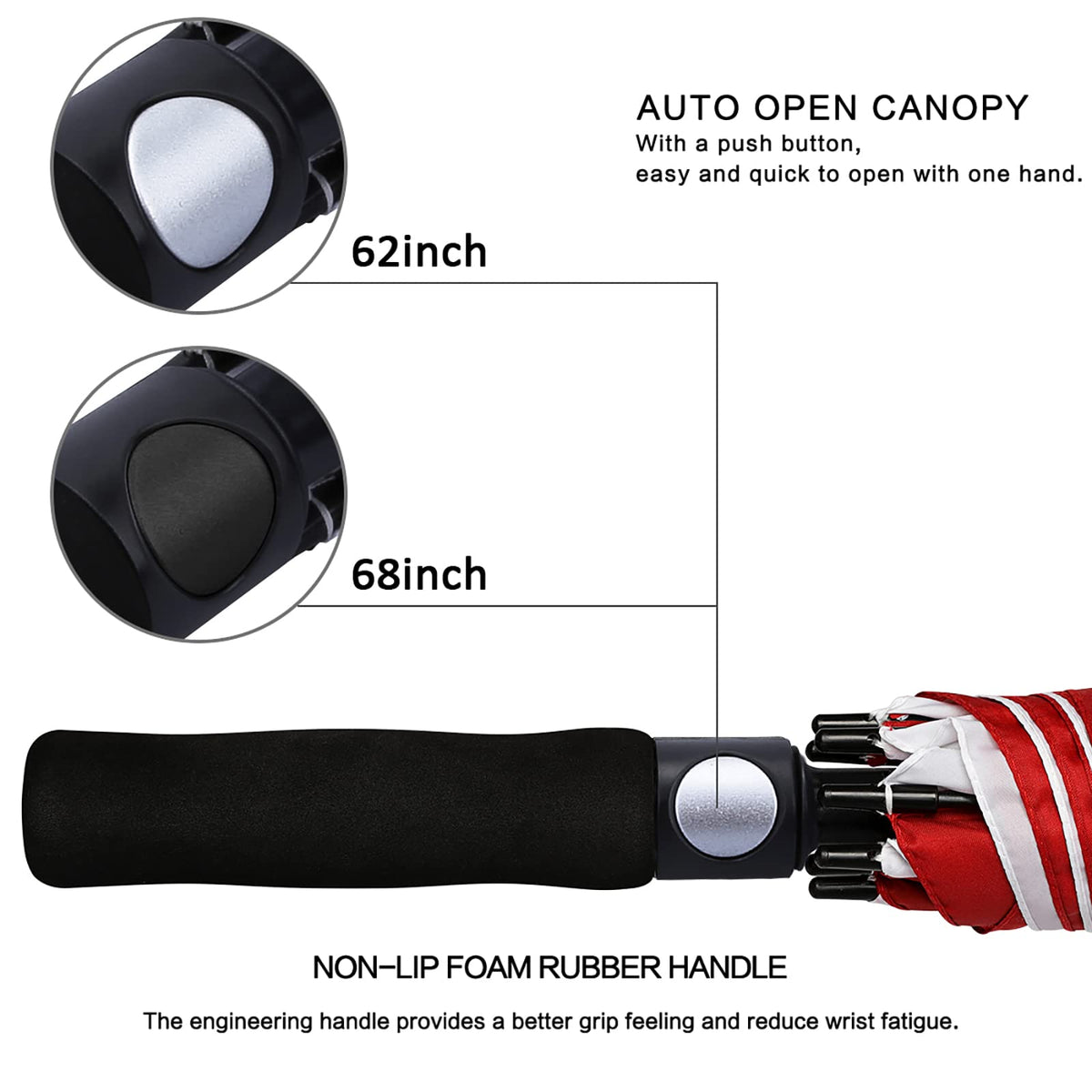 G4Free G4Free Automatic Open Golf Umbrella Double Canopy Vented Stick Umbrellas 