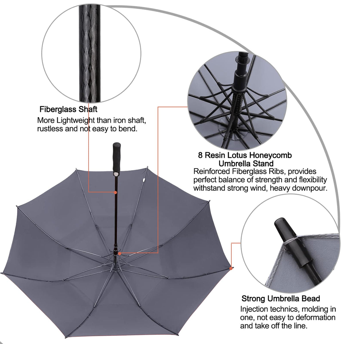 G4Free G4Free Automatic Open Golf Umbrella Double Canopy Vented Stick Umbrellas 
