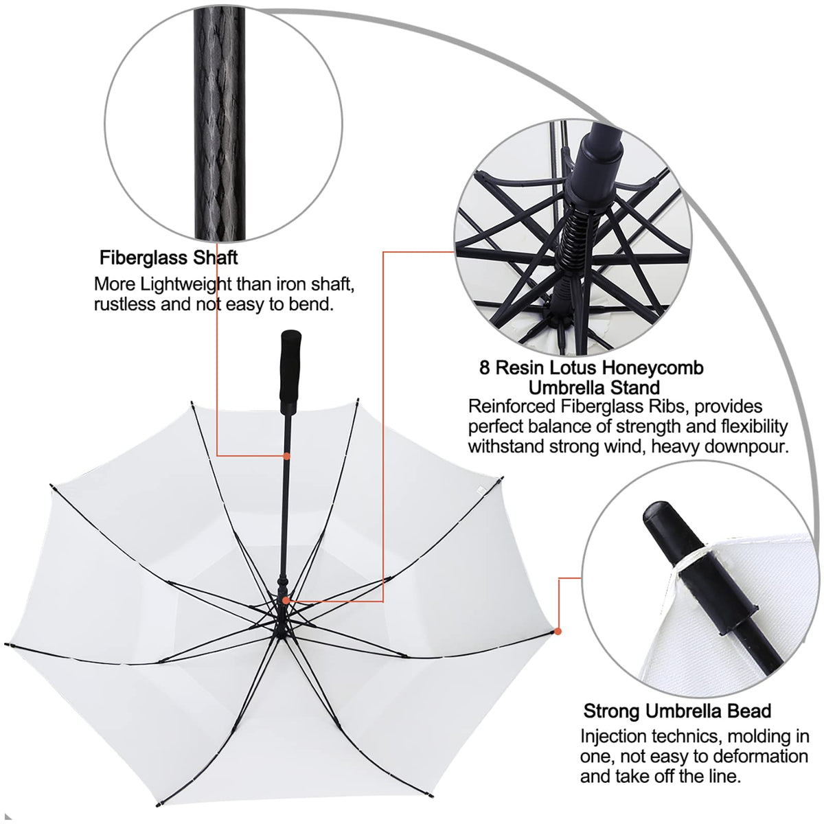 G4Free G4Free Automatic Open Golf Umbrella Double Canopy Vented Stick Umbrellas 