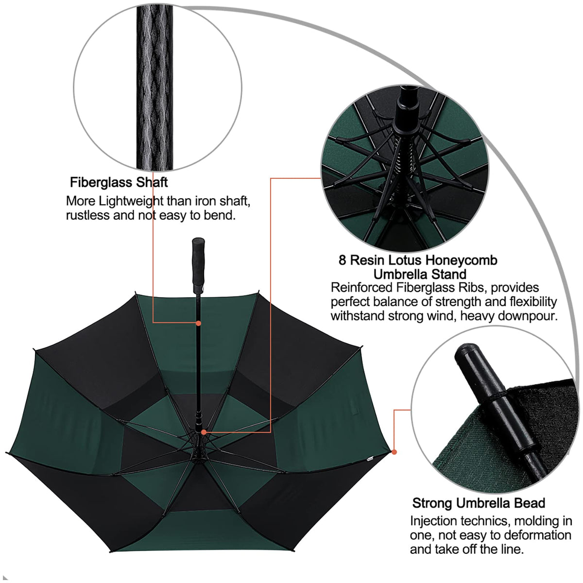 G4Free G4Free Automatic Open Golf Umbrella Double Canopy Vented Stick Umbrellas 