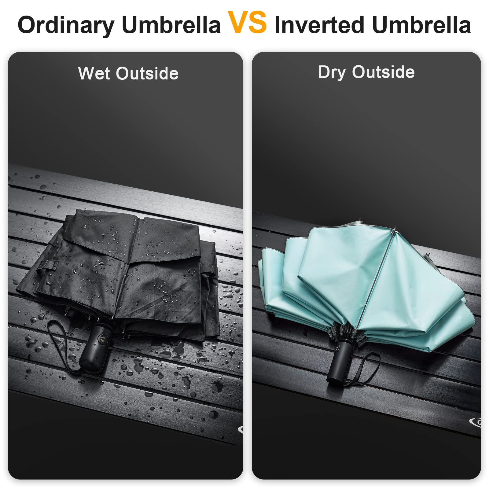 G4Free G4Free UPF 50+ UV Protection 54 Inch Large Reverse Travel Umbrella 