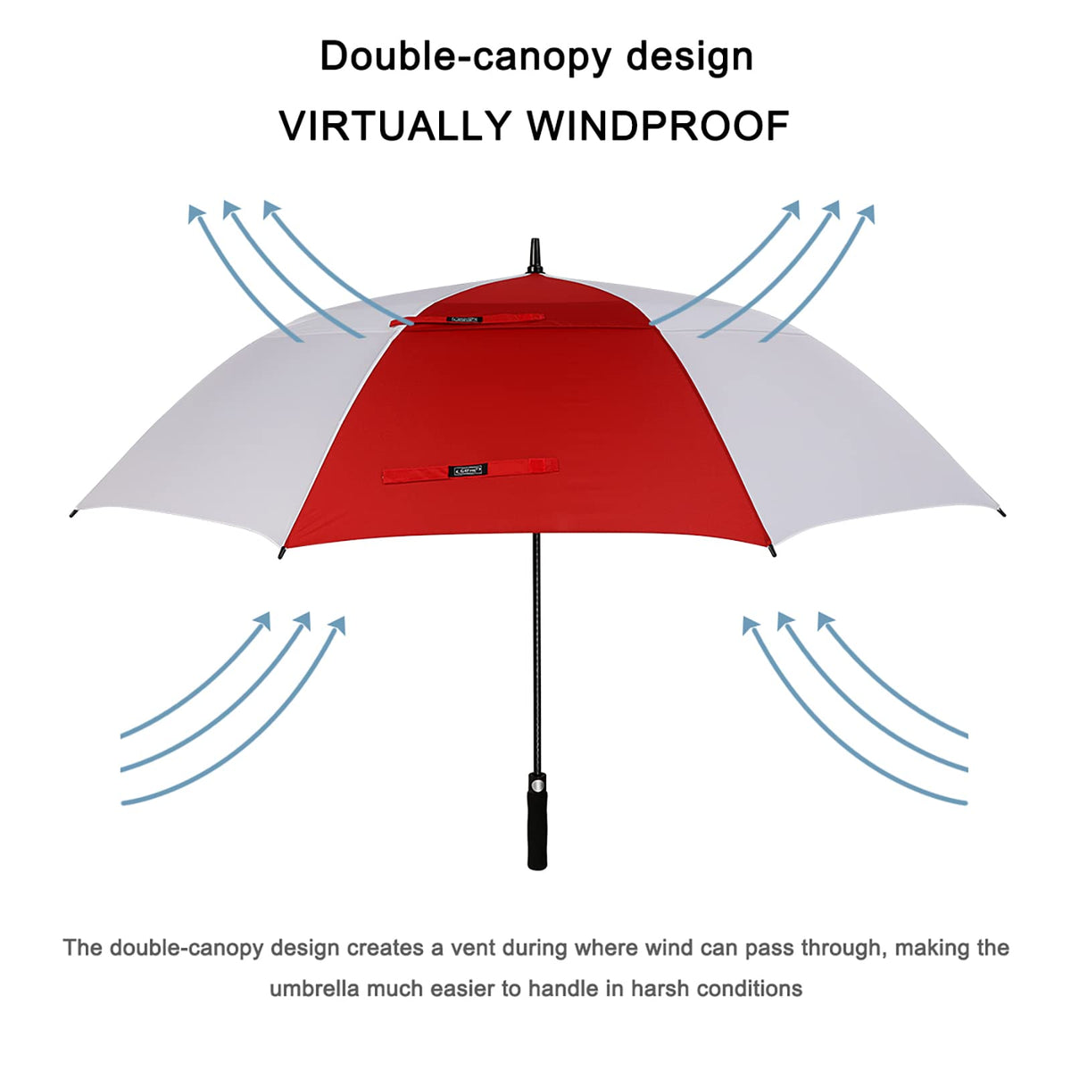 G4Free G4Free Automatic Open Golf Umbrella Double Canopy Vented Stick Umbrellas 