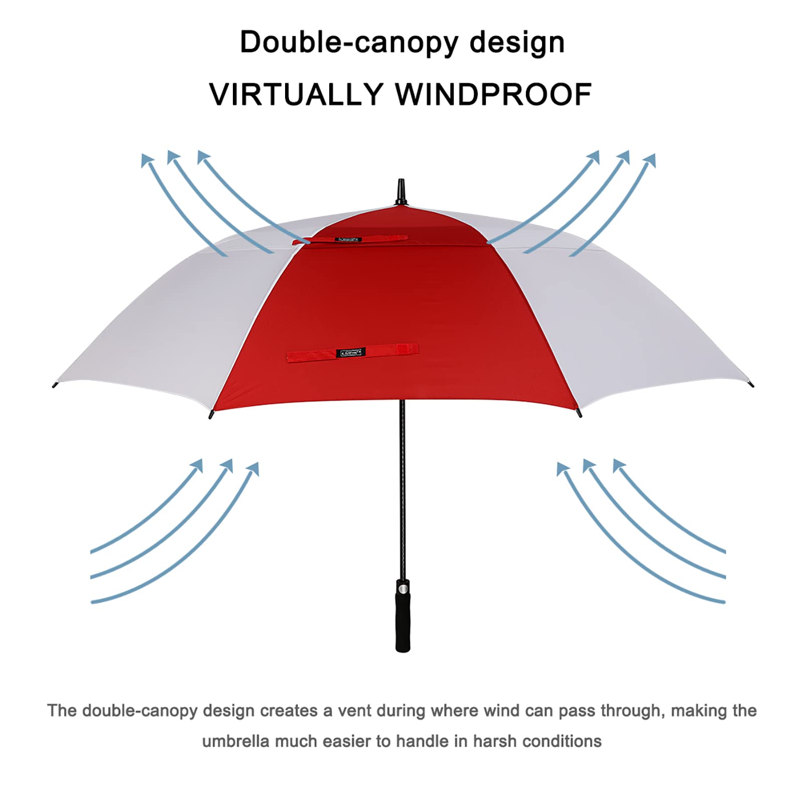 G4Free G4Free Automatic Open Golf Umbrella Double Canopy Vented Stick Umbrellas 