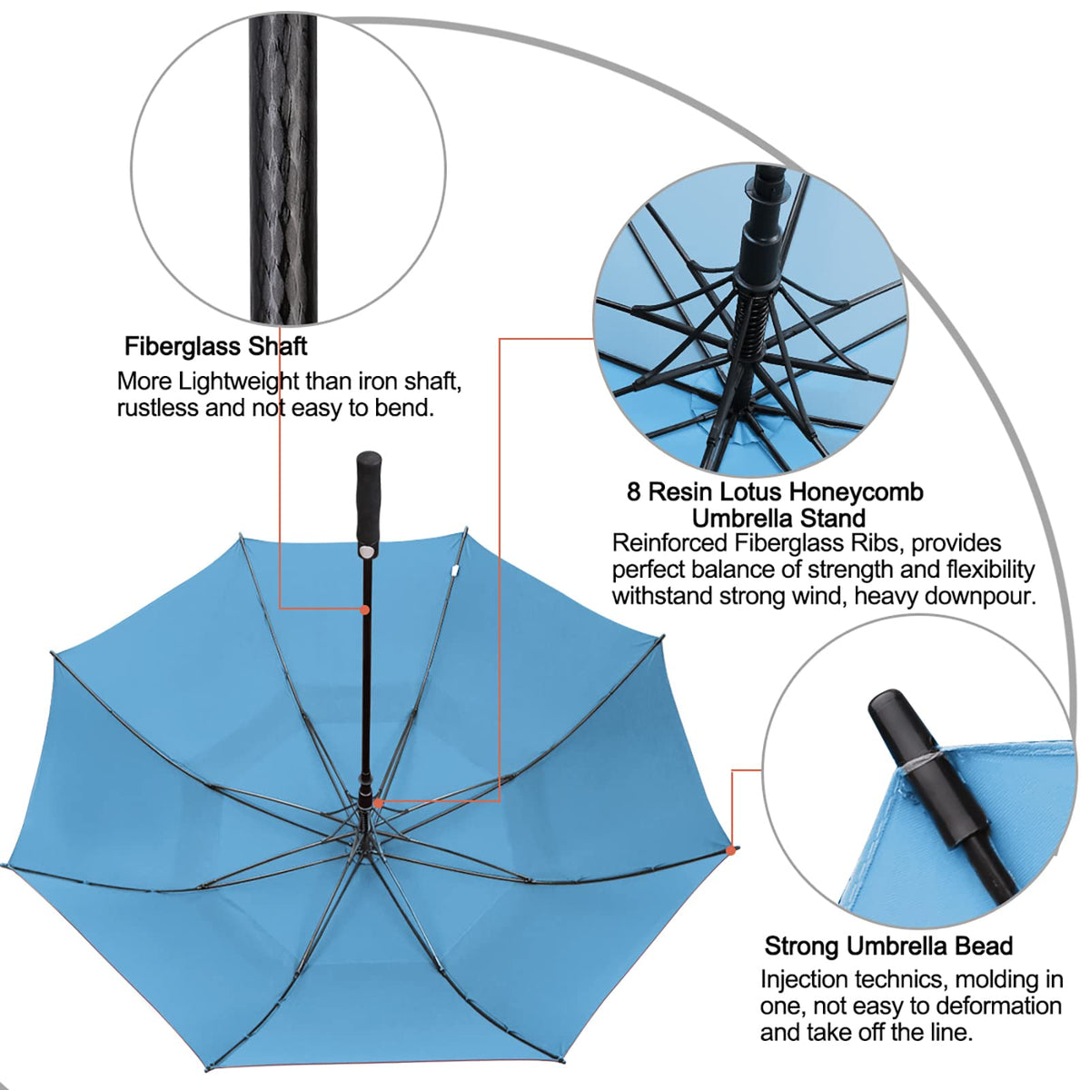 G4Free G4Free Automatic Open Golf Umbrella Double Canopy Vented Stick Umbrellas 