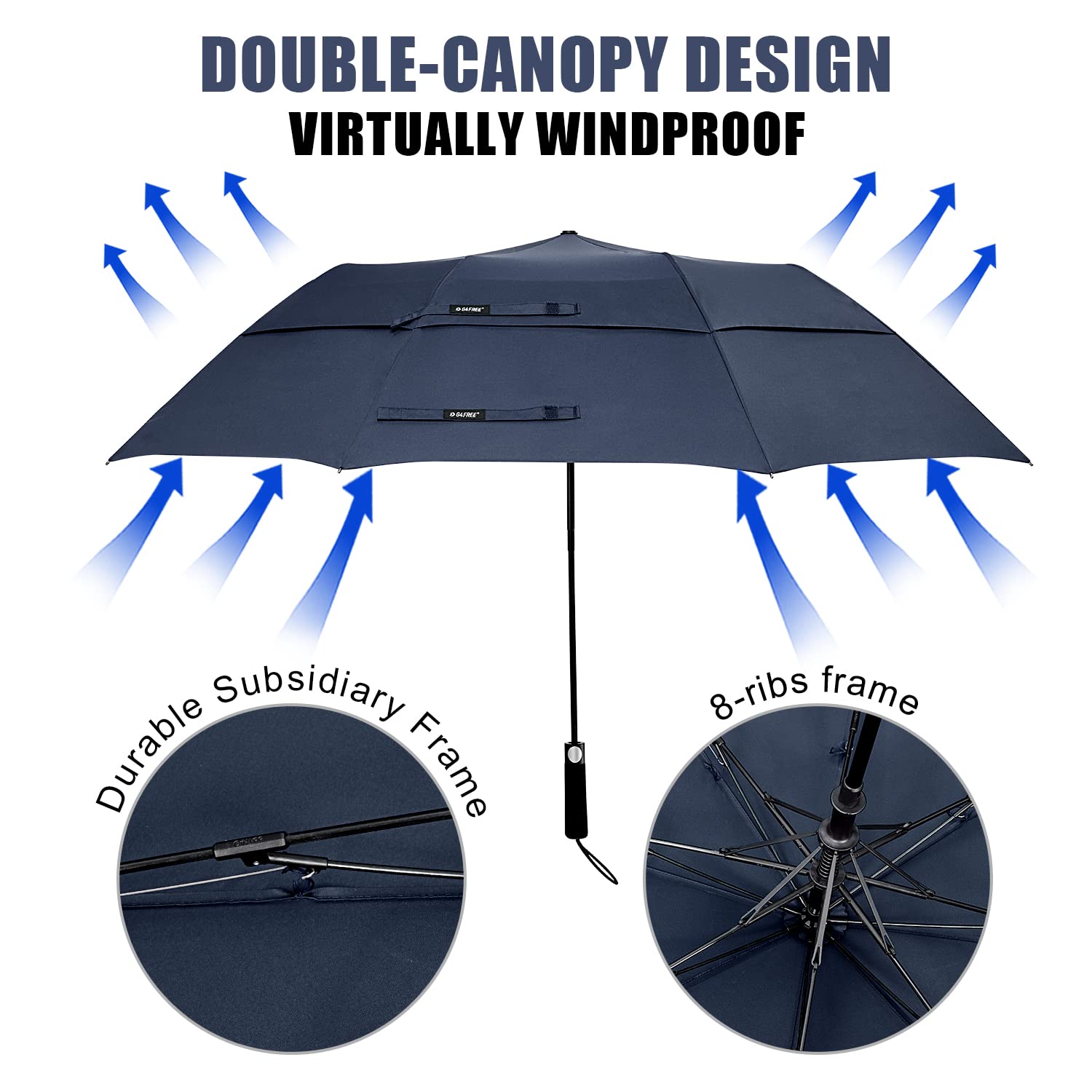 G4Free G4Free 62 Inch Portable Automatic Open Oversize Vented Double Canopy Umbrellas 