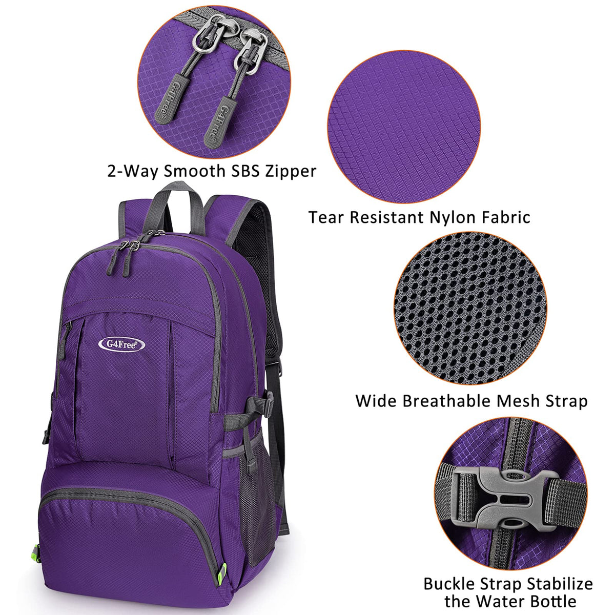 G4Free G4Free 40L Lightweight Packable Hiking Backpack 