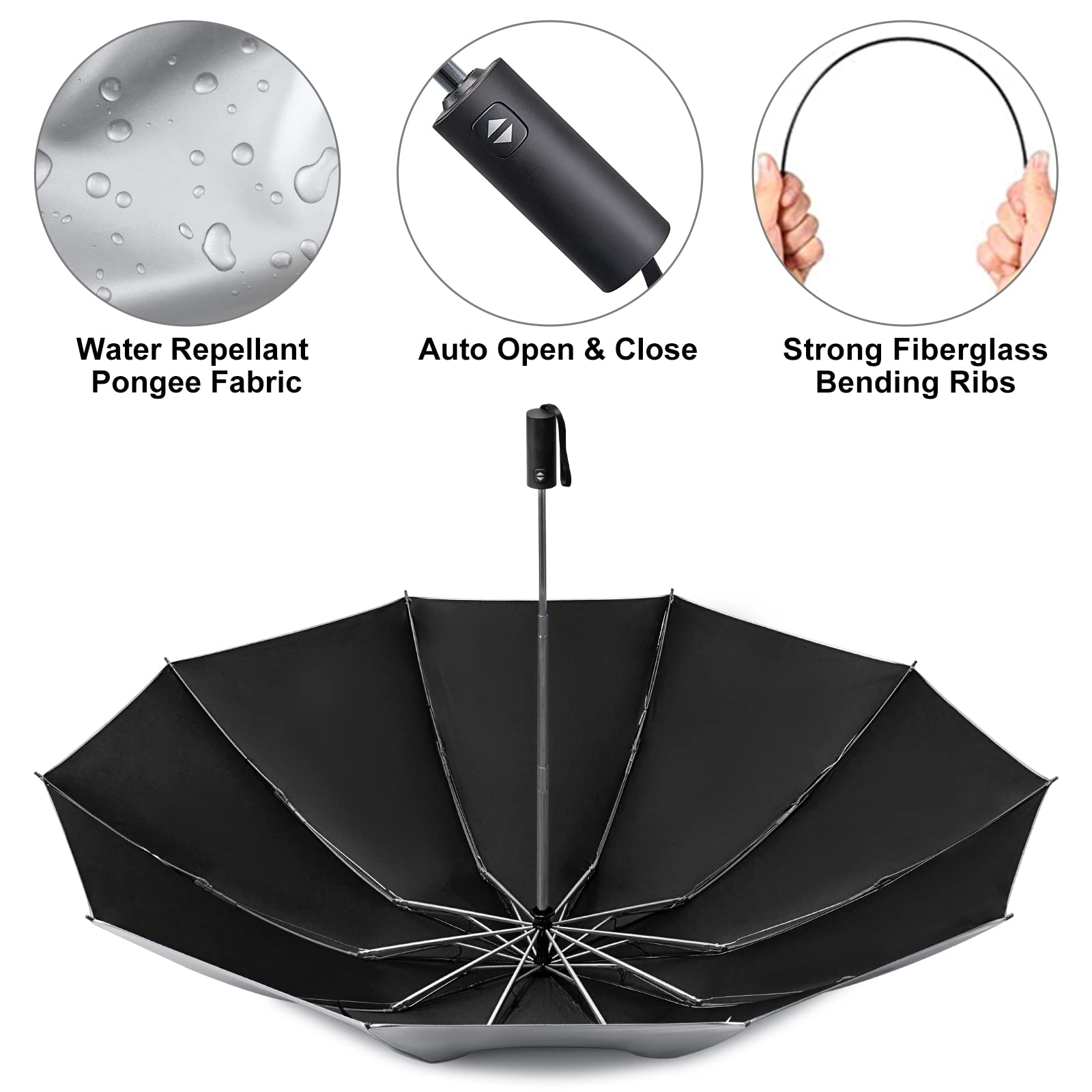 G4Free G4Free UPF 50+ UV Protection 54 Inch Large Reverse Travel Umbrella 