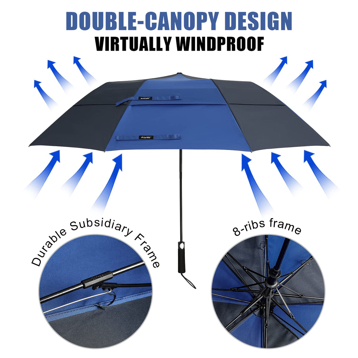 G4Free G4Free 62 Inch Portable Automatic Open Oversize Vented Double Canopy Umbrellas 