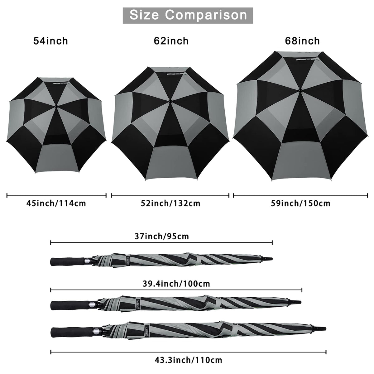 G4Free G4Free Automatic Open Golf Umbrella Double Canopy Vented Stick Umbrellas 