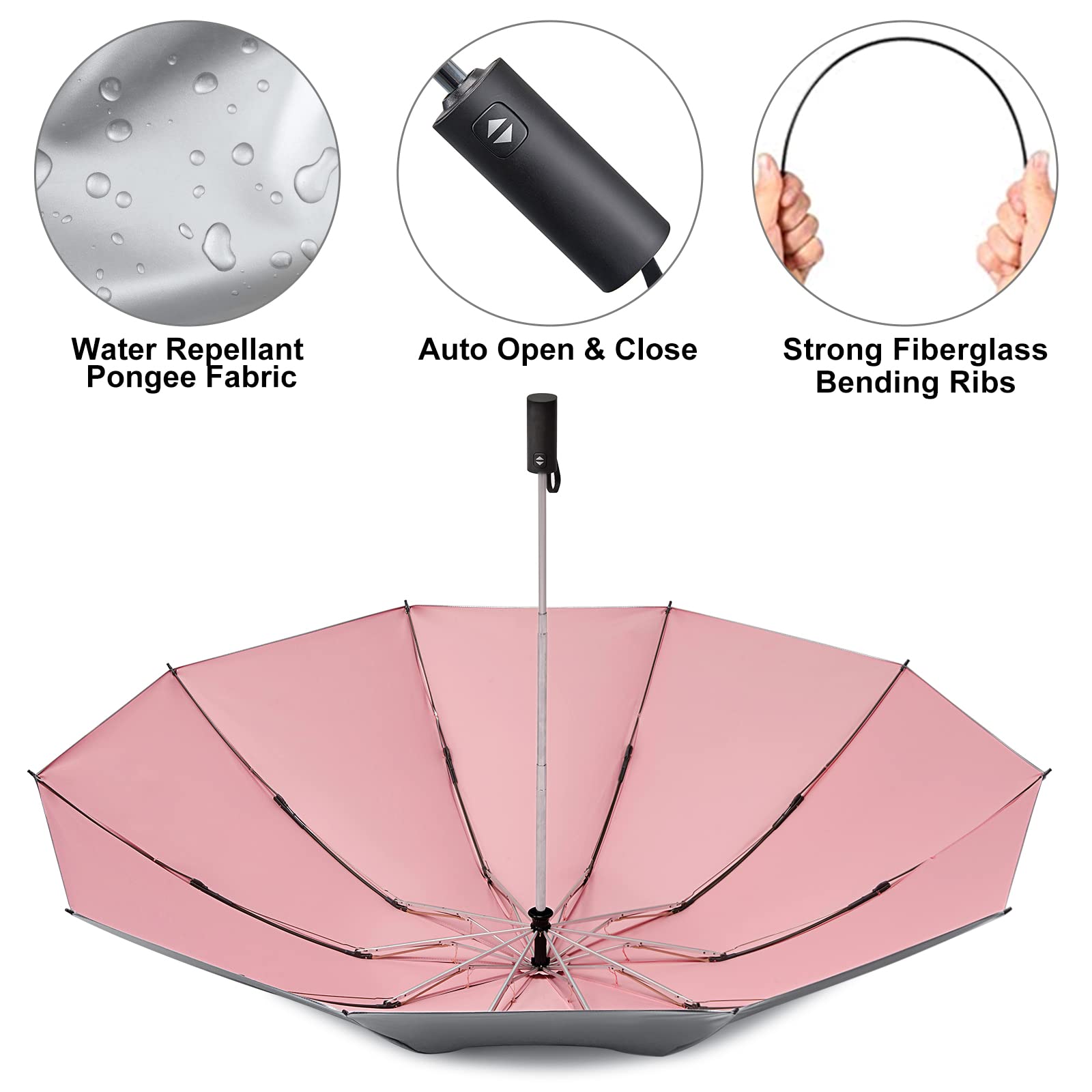 G4Free G4Free UPF 50+ UV Protection 54 Inch Large Reverse Travel Umbrella 