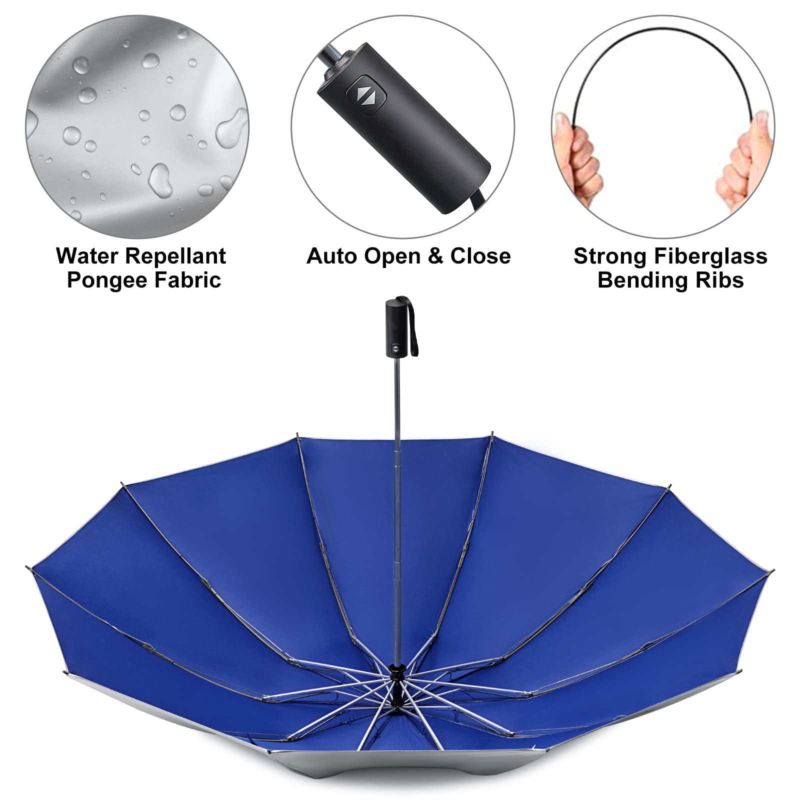 G4Free G4Free UPF 50+ UV Protection 54 Inch Large Reverse Travel Umbrella 