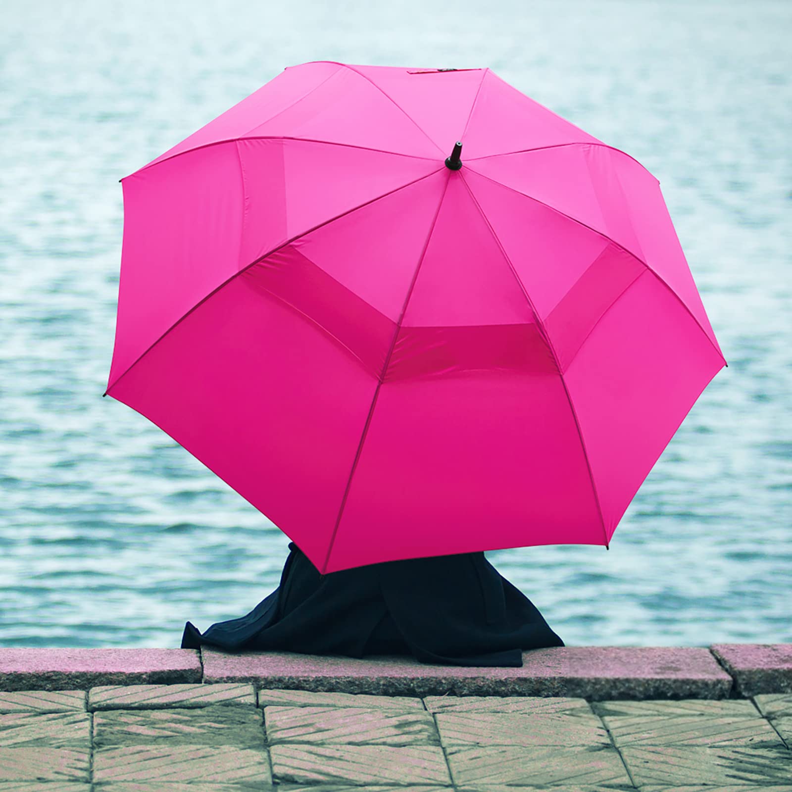 G4Free G4Free Automatic Open Golf Umbrella Double Canopy Vented Stick Umbrellas 