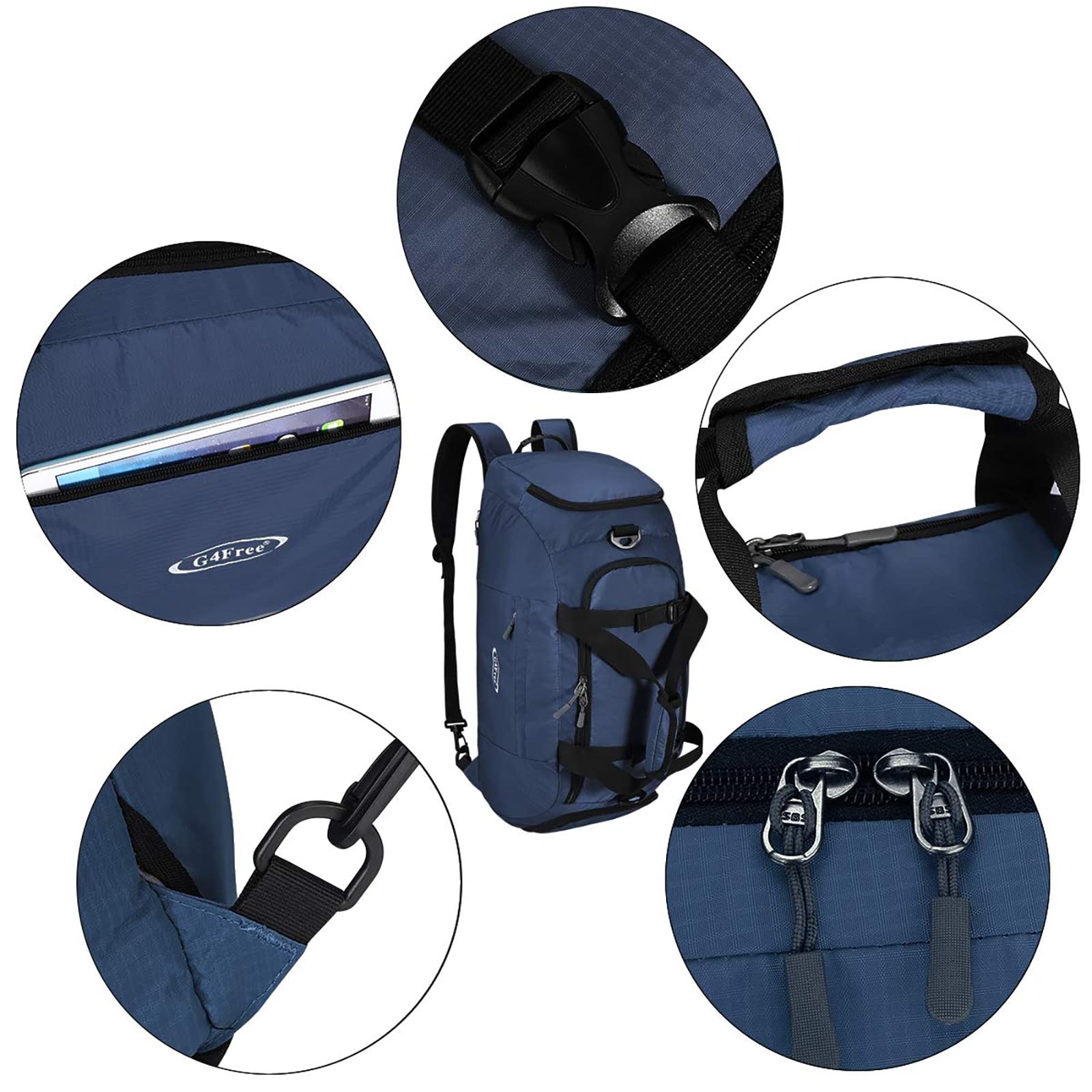 G4Free G4Free 40L 3-Way Duffle Bag Backpack Gym Bag 