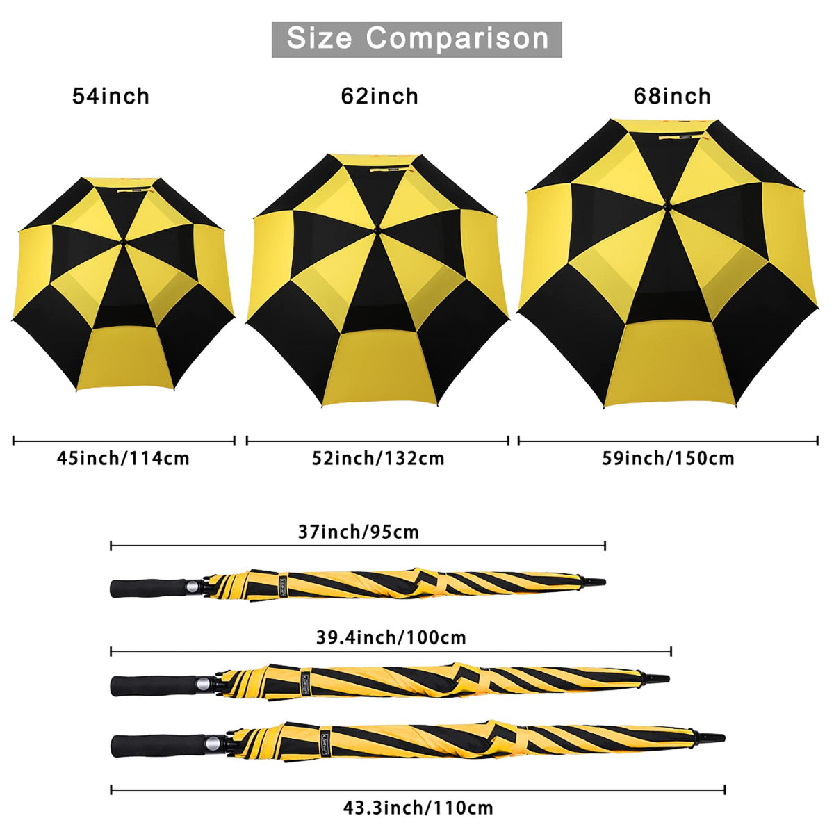 G4Free G4Free Automatic Open Golf Umbrella Double Canopy Vented Stick Umbrellas 