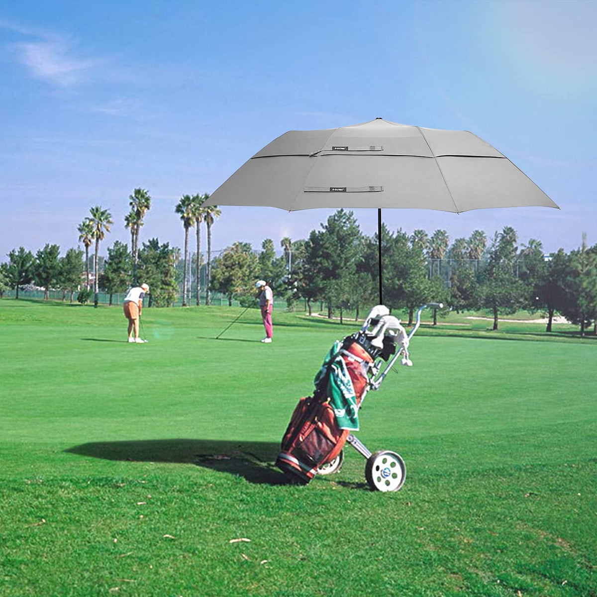 G4Free G4Free 62 Inch Portable Automatic Open Oversize Vented Double Canopy Umbrellas 