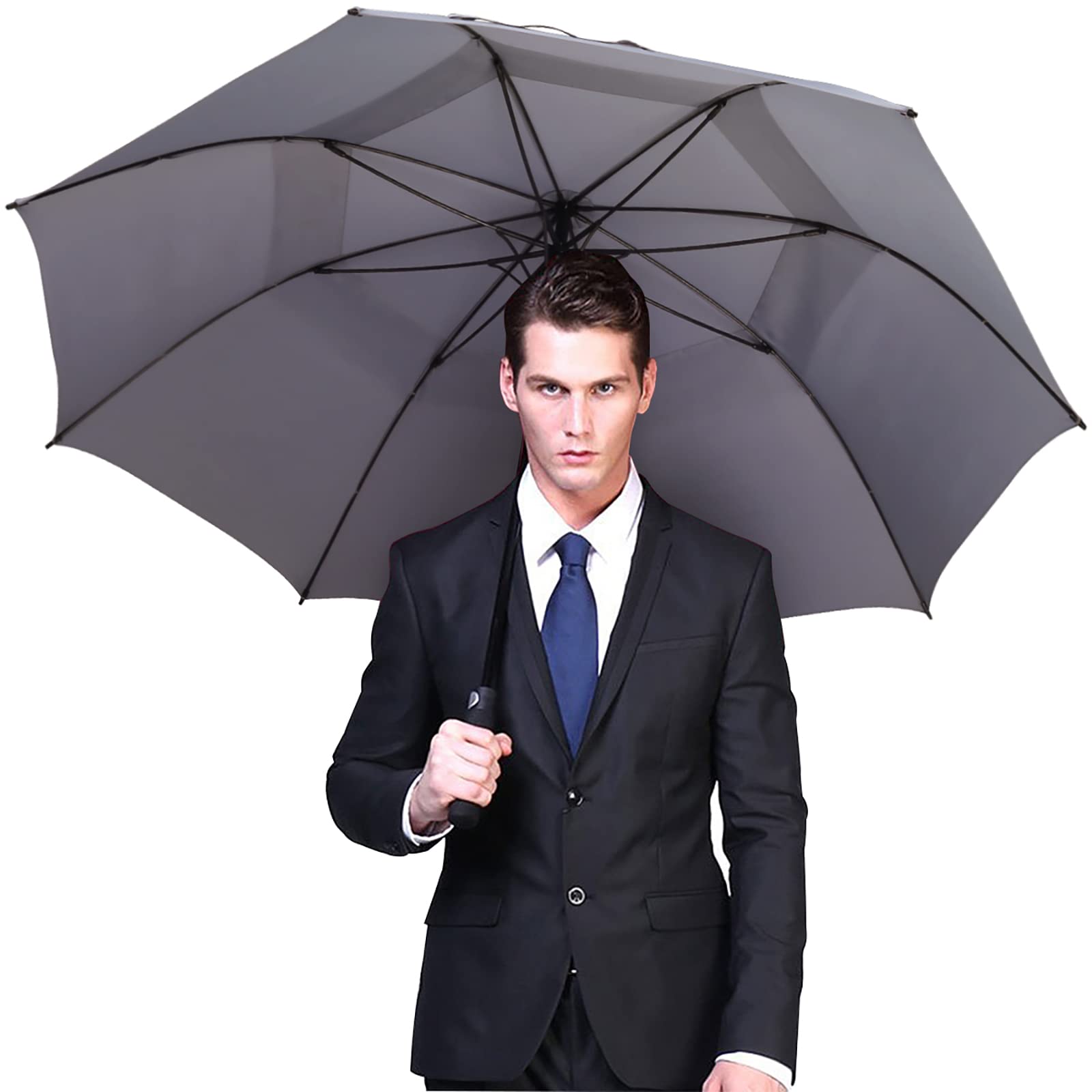 G4Free G4Free Automatic Open Golf Umbrella Double Canopy Vented Stick Umbrellas 