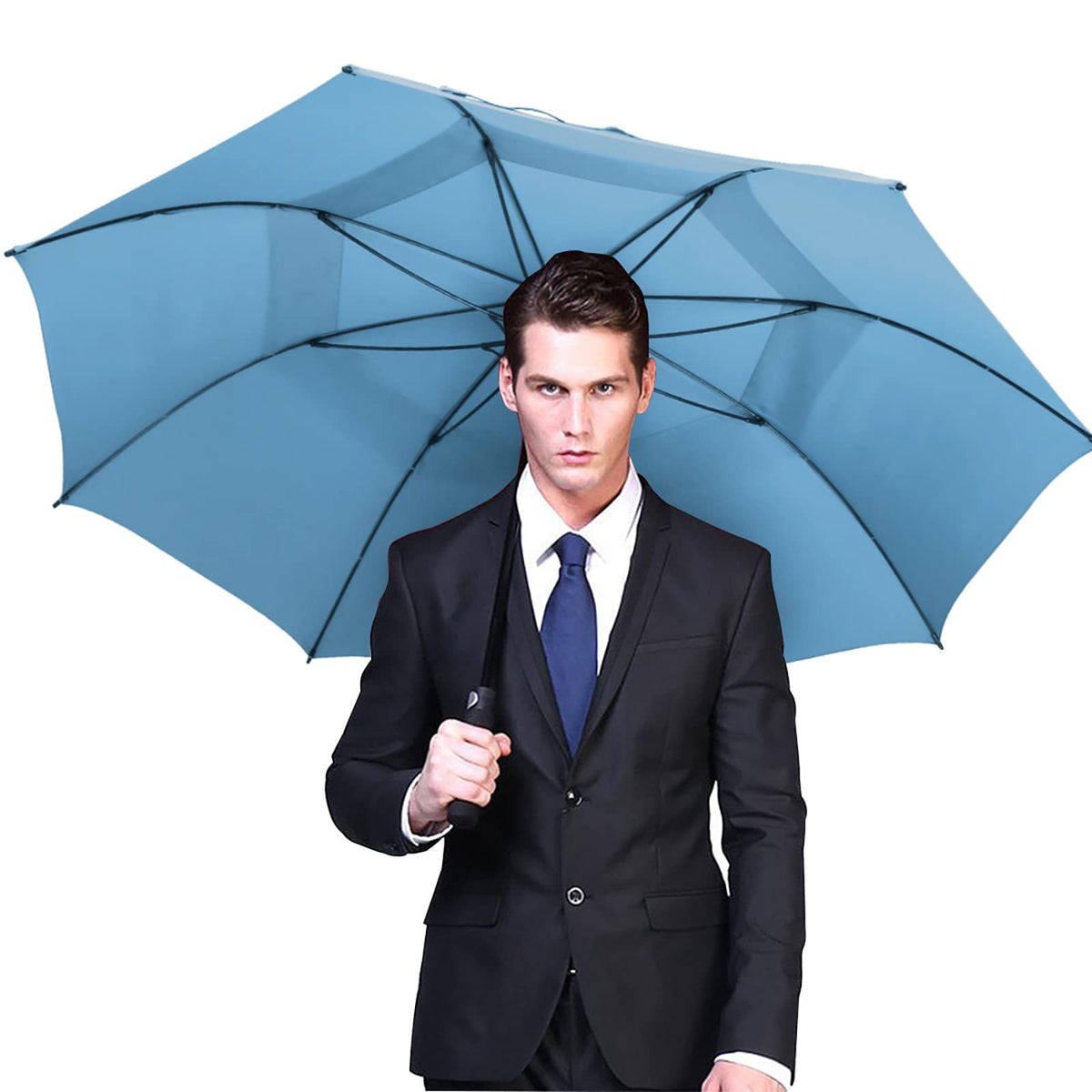 G4Free G4Free Automatic Open Golf Umbrella Double Canopy Vented Stick Umbrellas 