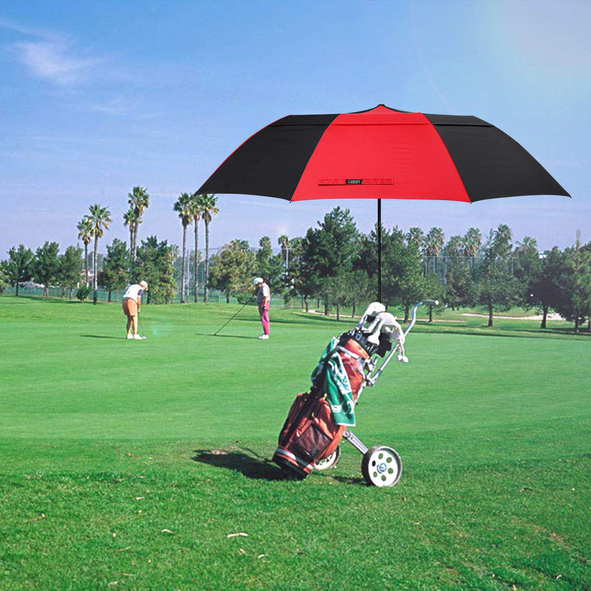 G4Free G4Free 62 Inch Portable Automatic Open Oversize Vented Double Canopy Umbrellas 