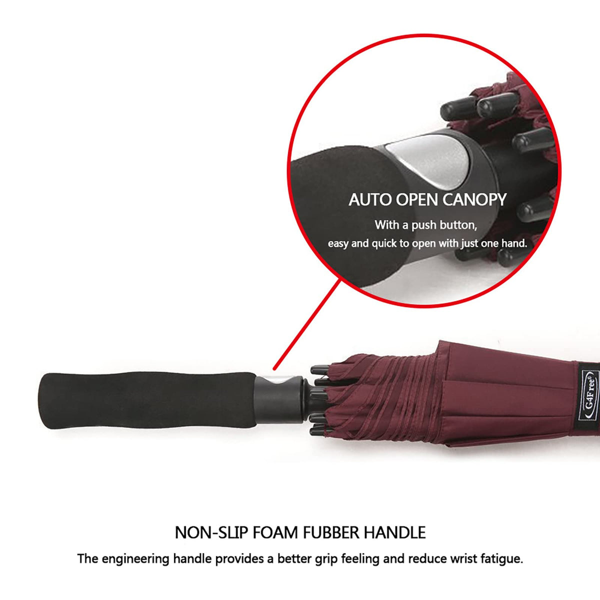 G4Free G4Free Automatic Open Golf Umbrella Double Canopy Vented Stick Umbrellas 