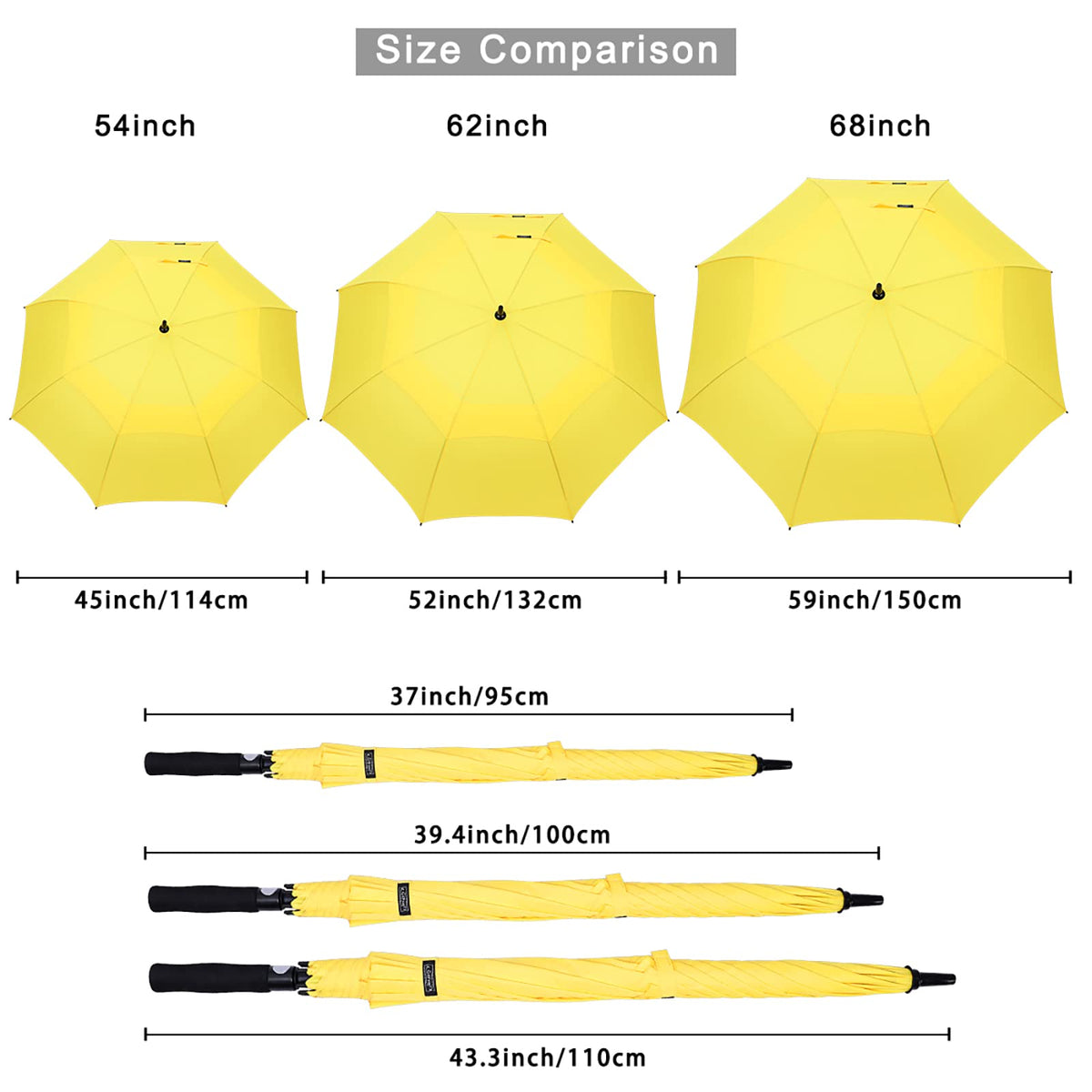 G4Free G4Free Automatic Open Golf Umbrella Double Canopy Vented Stick Umbrellas 