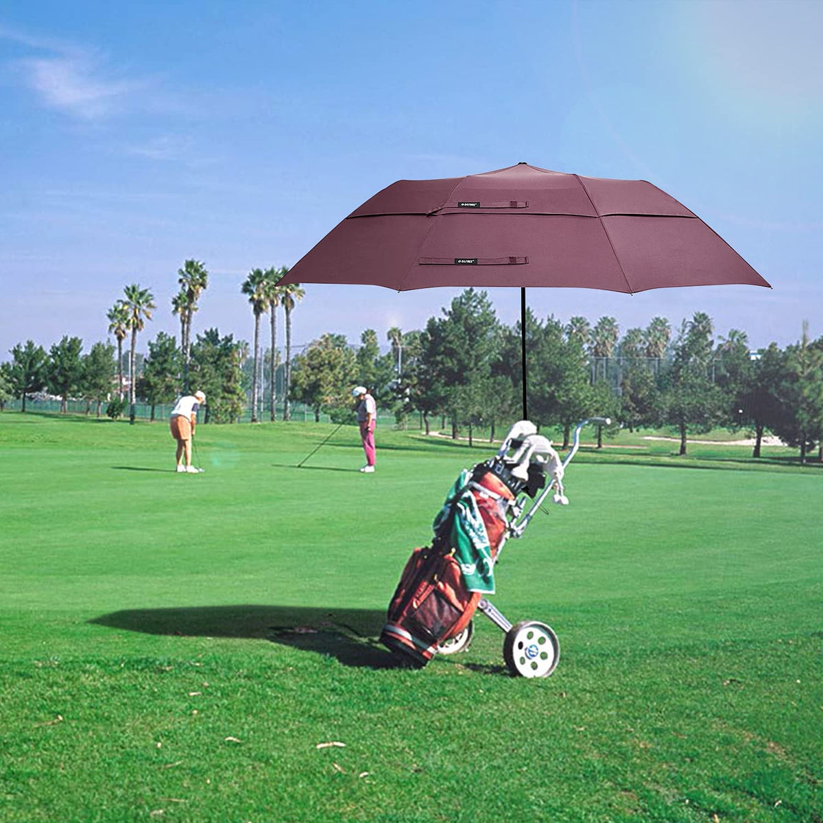 G4Free G4Free 62 Inch Portable Automatic Open Oversize Vented Double Canopy Umbrellas 