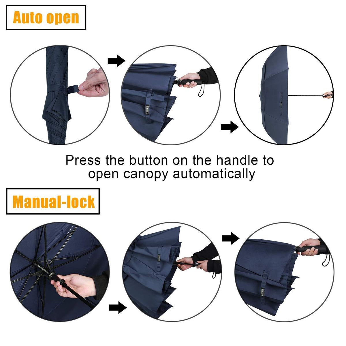 G4Free G4Free 62 Inch Portable Automatic Open Oversize Vented Double Canopy Umbrellas 