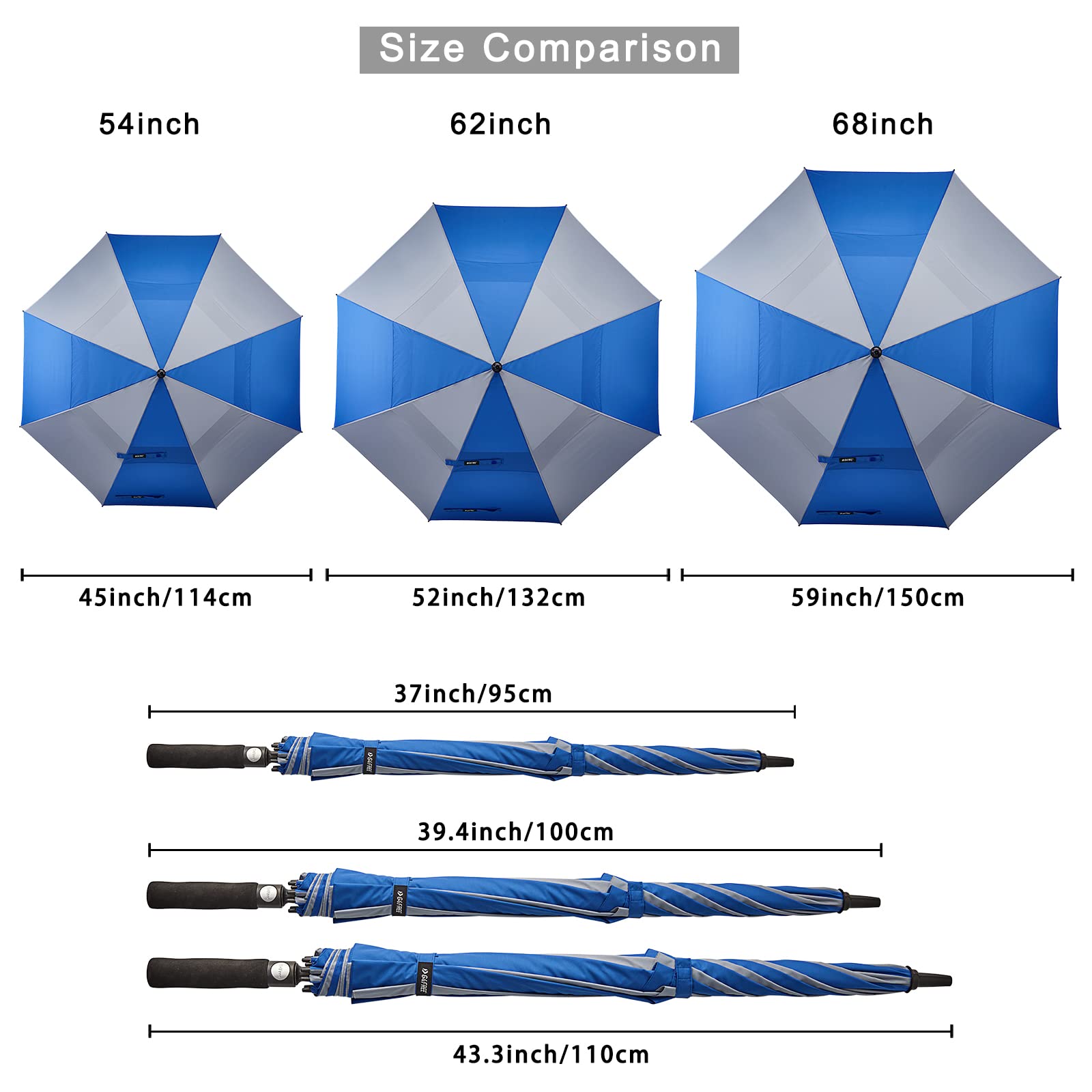 G4Free G4Free Automatic Open Golf Umbrella Double Canopy Vented Stick Umbrellas 