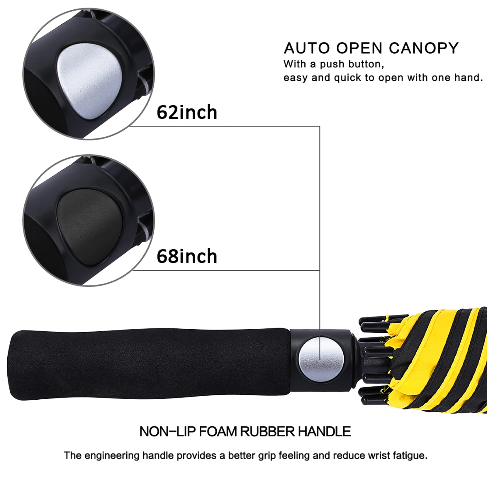 G4Free G4Free Automatic Open Golf Umbrella Double Canopy Vented Stick Umbrellas 