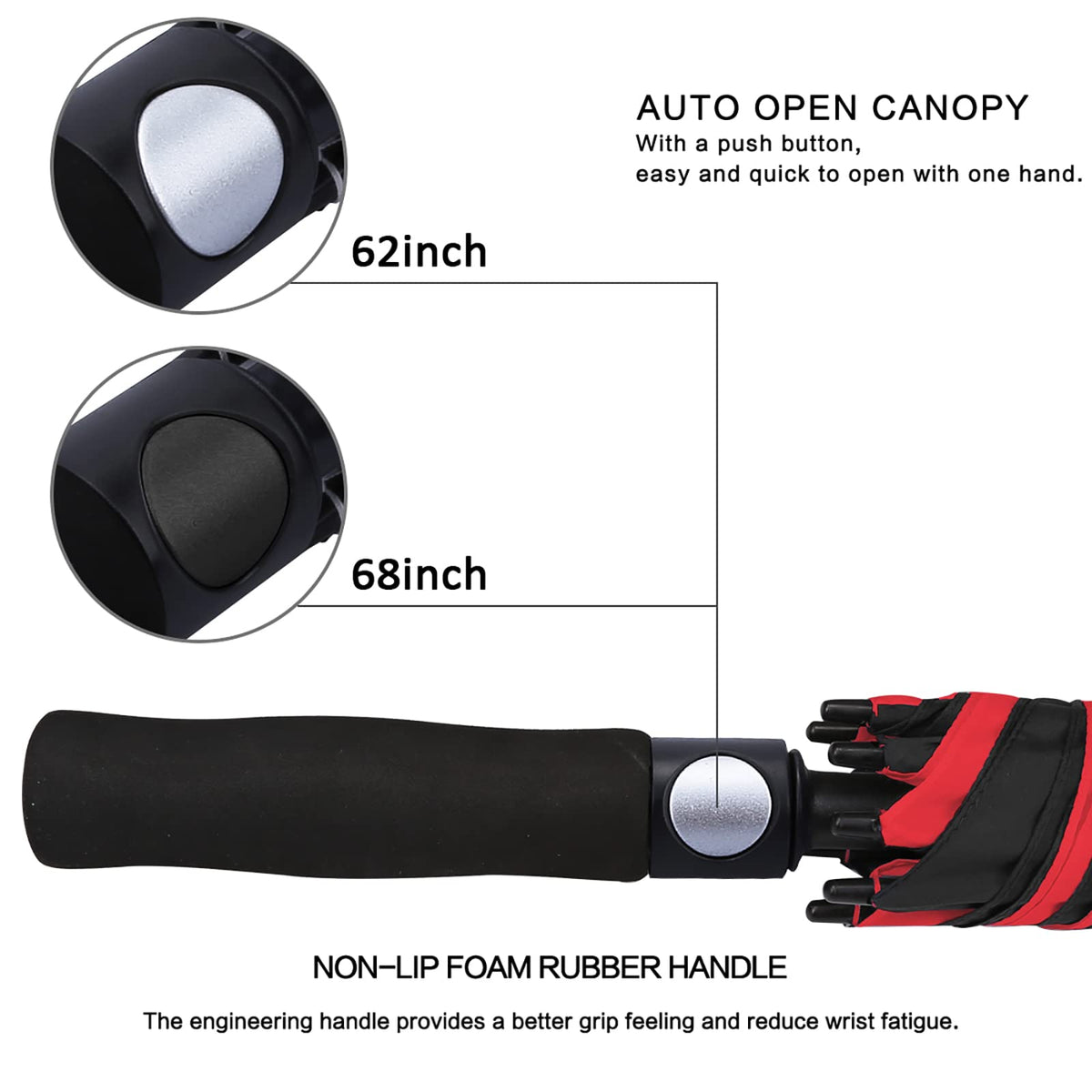 G4Free G4Free Automatic Open Golf Umbrella Double Canopy Vented Stick Umbrellas 