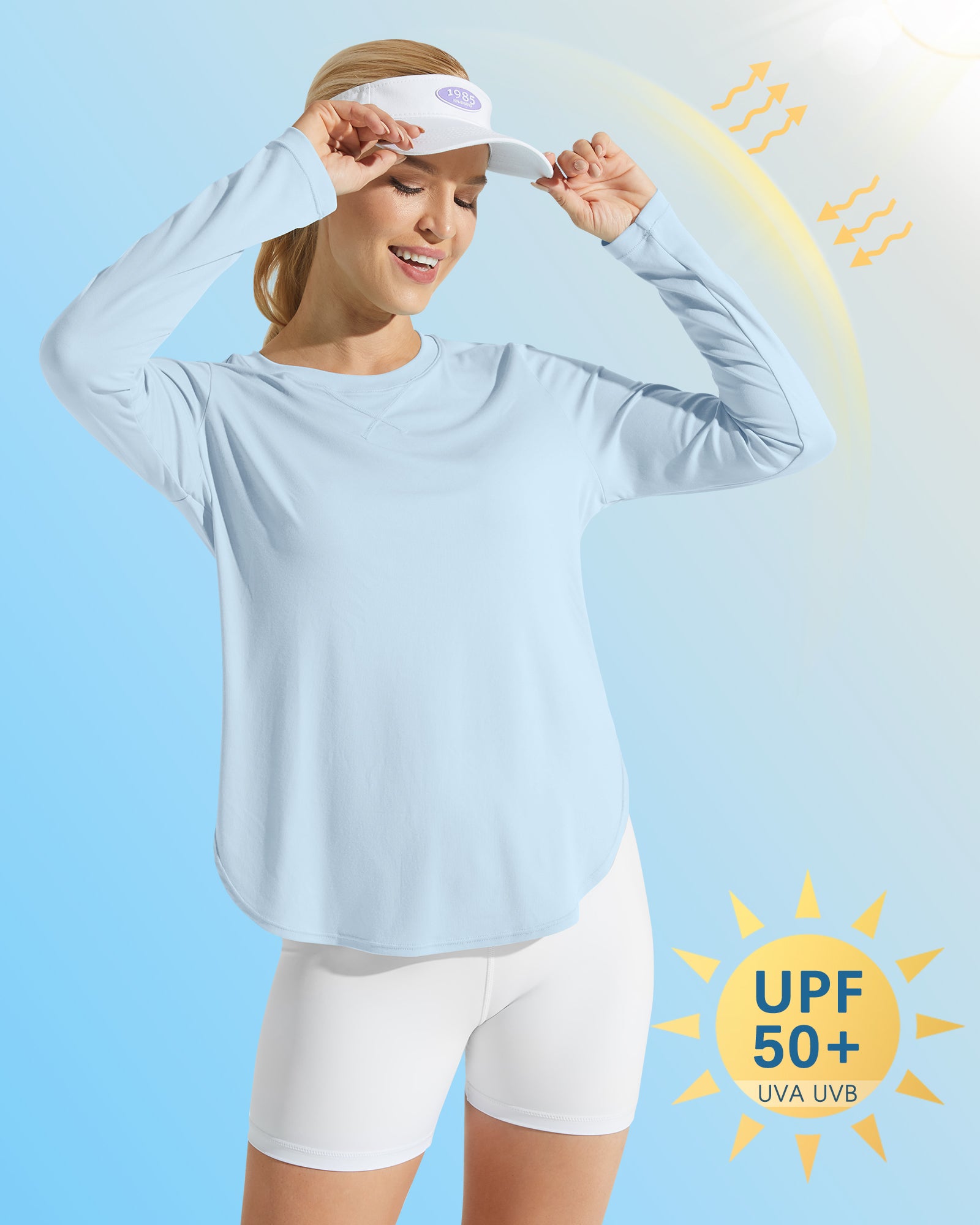 G4Free Activewear Scoop Neck UV Sun Workout Long Sleeve 