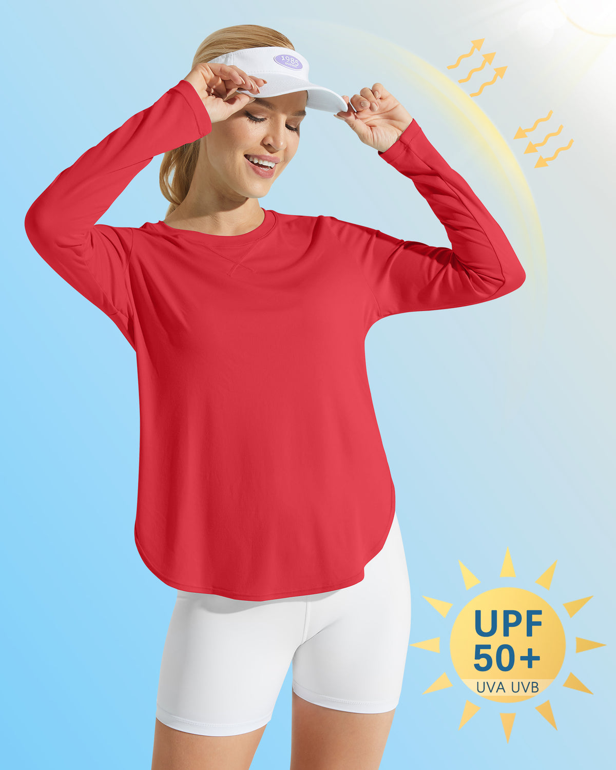 G4Free Activewear Scoop Neck UV Sun Workout Long Sleeve Tops 