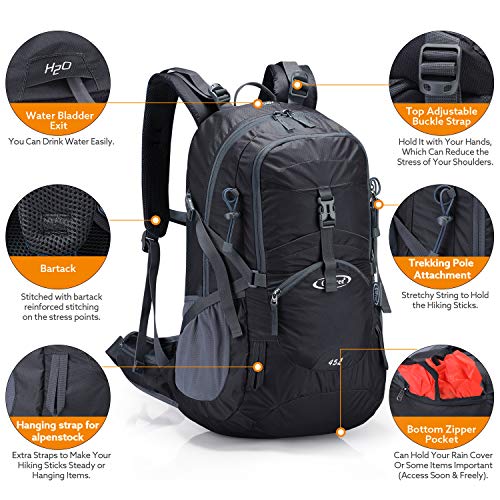 G4Free - G4Free 45L Waterproof Hiking Travel Backpack with Rain Cover -D02V648A-D02V648B-D02V648C-D02V648D
