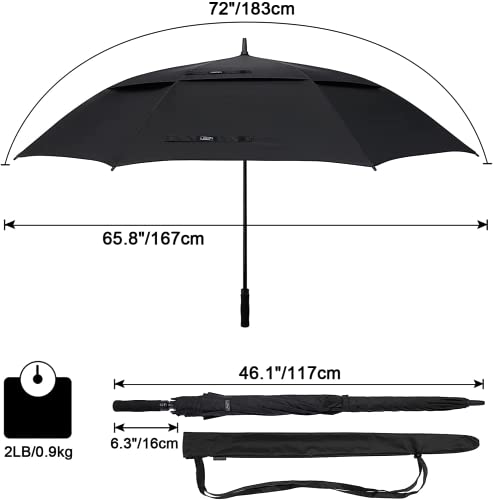 G4Free - G4Free 72 Inch Huge Double Canopy Vented Windproof Stick Umbrellas -D02V716A-D02V716C-D02V716B