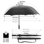 G4Free - G4Free Automatic Open Golf Umbrella Double Canopy Vented Stick Umbrellas -TN22A051A-D02V638A-D01V066A-TN22A051B-D02V638B